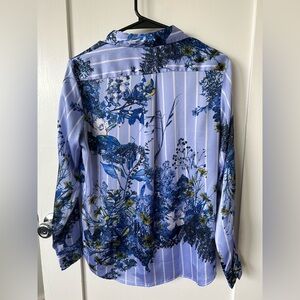 Floral print blue button shirt